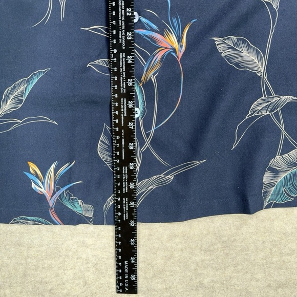 Tori Richard Shirt Mens 2XL Navy Blue Floran Hawaiian Silk Blend SS Button Up - Picture 7 of 10